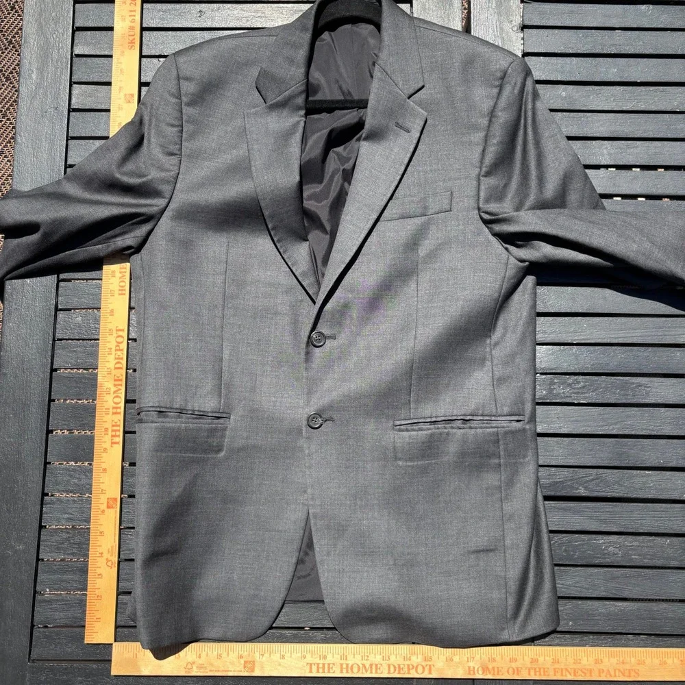 Lauren Ralph Lauren Suit Jacket Mens 40R Gray Wool Two Button Blazer Excellent